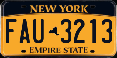 NY license plate FAU3213