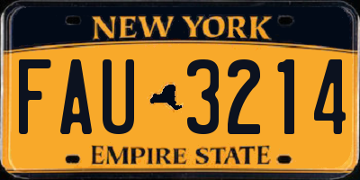 NY license plate FAU3214