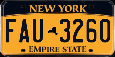 NY license plate FAU3260