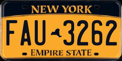 NY license plate FAU3262