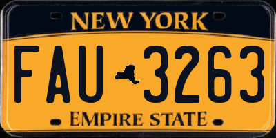 NY license plate FAU3263
