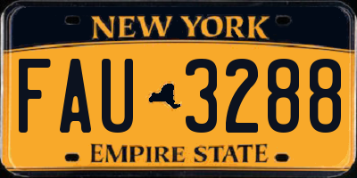 NY license plate FAU3288