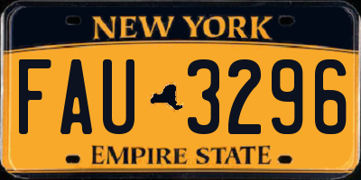 NY license plate FAU3296