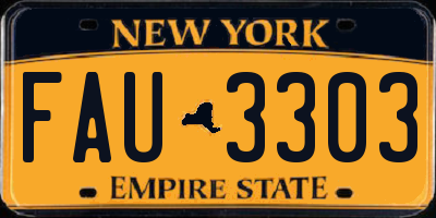 NY license plate FAU3303