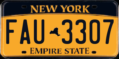 NY license plate FAU3307