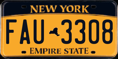 NY license plate FAU3308