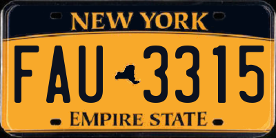 NY license plate FAU3315