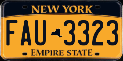 NY license plate FAU3323