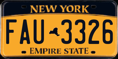 NY license plate FAU3326
