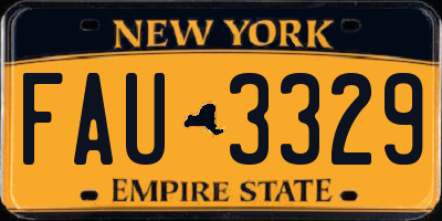NY license plate FAU3329