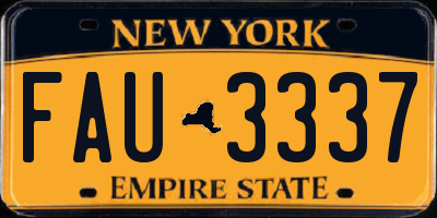 NY license plate FAU3337