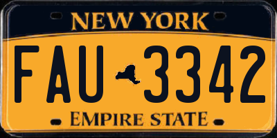 NY license plate FAU3342