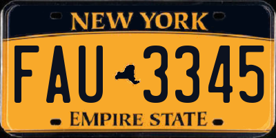 NY license plate FAU3345