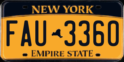 NY license plate FAU3360