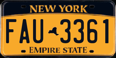NY license plate FAU3361