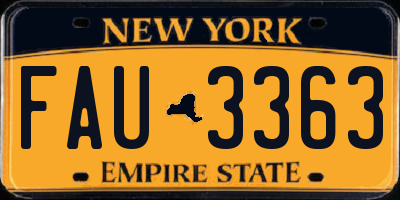 NY license plate FAU3363