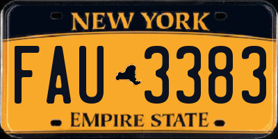 NY license plate FAU3383