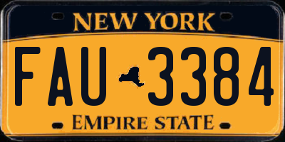 NY license plate FAU3384