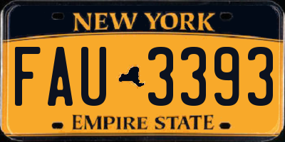 NY license plate FAU3393