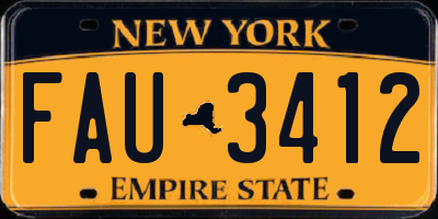 NY license plate FAU3412