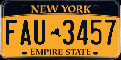 NY license plate FAU3457