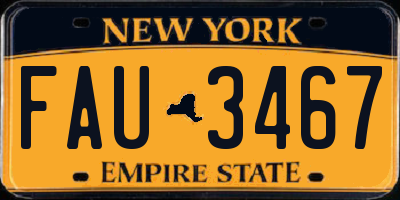 NY license plate FAU3467