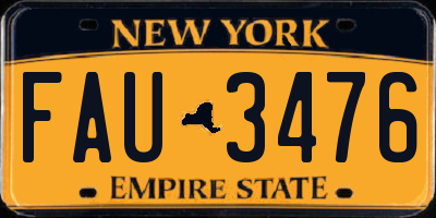 NY license plate FAU3476