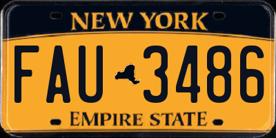 NY license plate FAU3486
