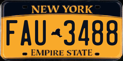 NY license plate FAU3488