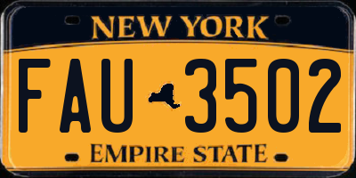 NY license plate FAU3502
