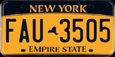 NY license plate FAU3505
