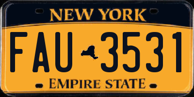 NY license plate FAU3531