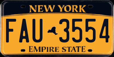 NY license plate FAU3554
