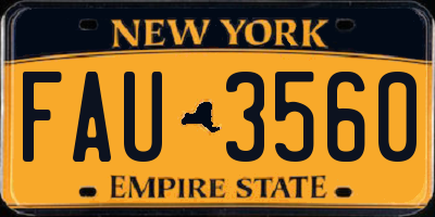 NY license plate FAU3560