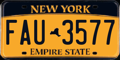 NY license plate FAU3577