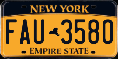 NY license plate FAU3580