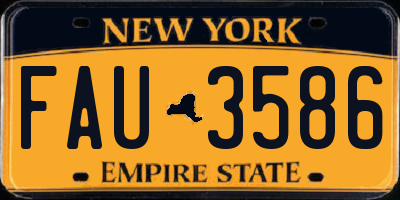 NY license plate FAU3586