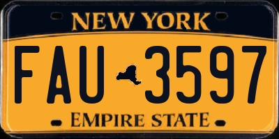 NY license plate FAU3597