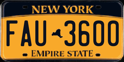 NY license plate FAU3600