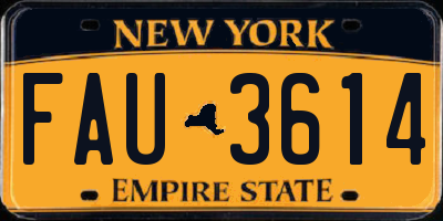 NY license plate FAU3614