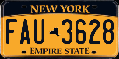NY license plate FAU3628