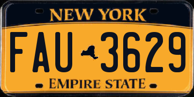 NY license plate FAU3629