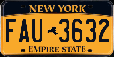 NY license plate FAU3632
