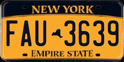 NY license plate FAU3639