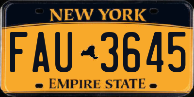 NY license plate FAU3645