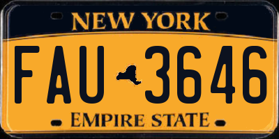 NY license plate FAU3646
