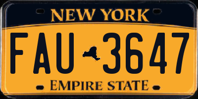 NY license plate FAU3647