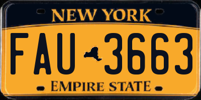 NY license plate FAU3663