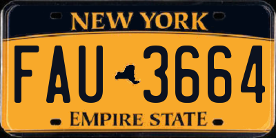 NY license plate FAU3664