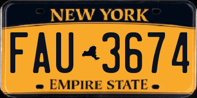 NY license plate FAU3674